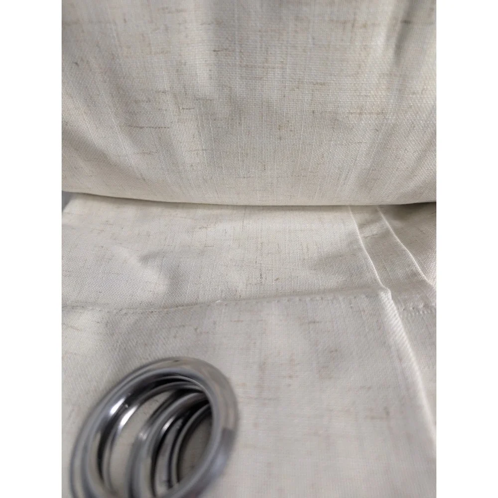 Phoenigon Faux Linen Blackout Curtains 52x72 Beige Off-White 2 Panel Set NIP